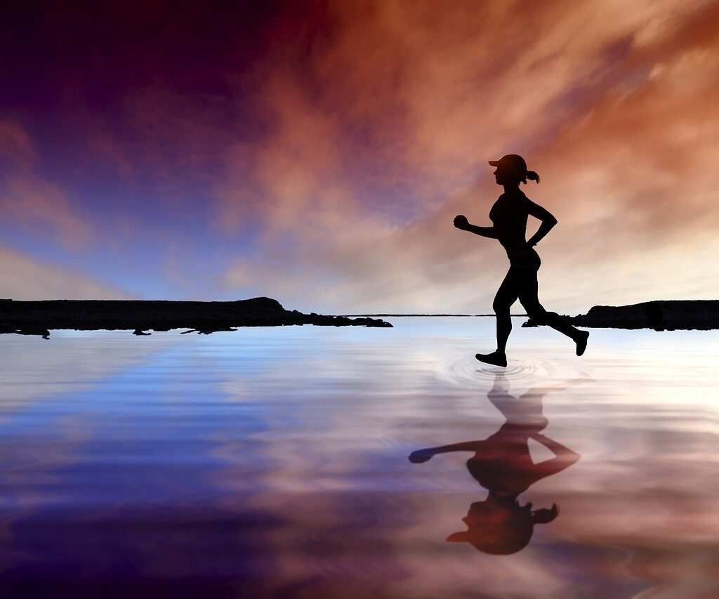 runner crossing water