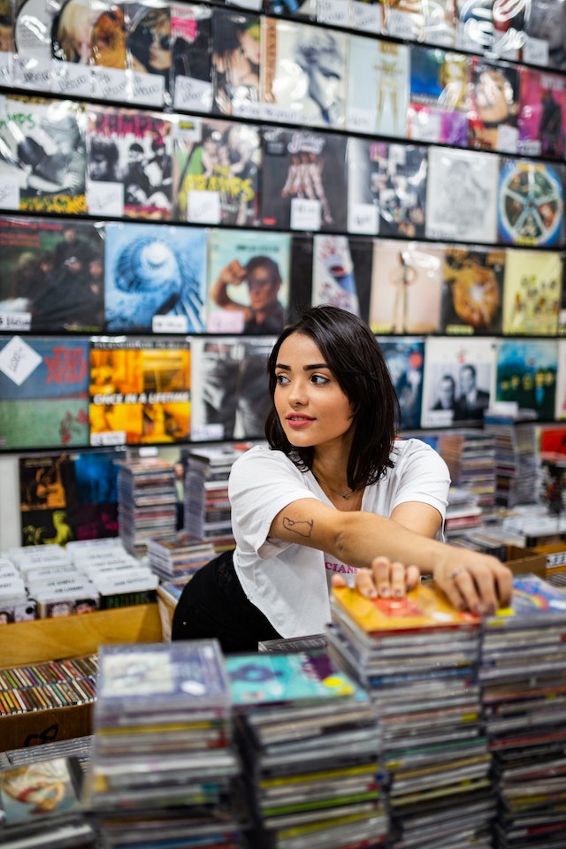 music store with girl