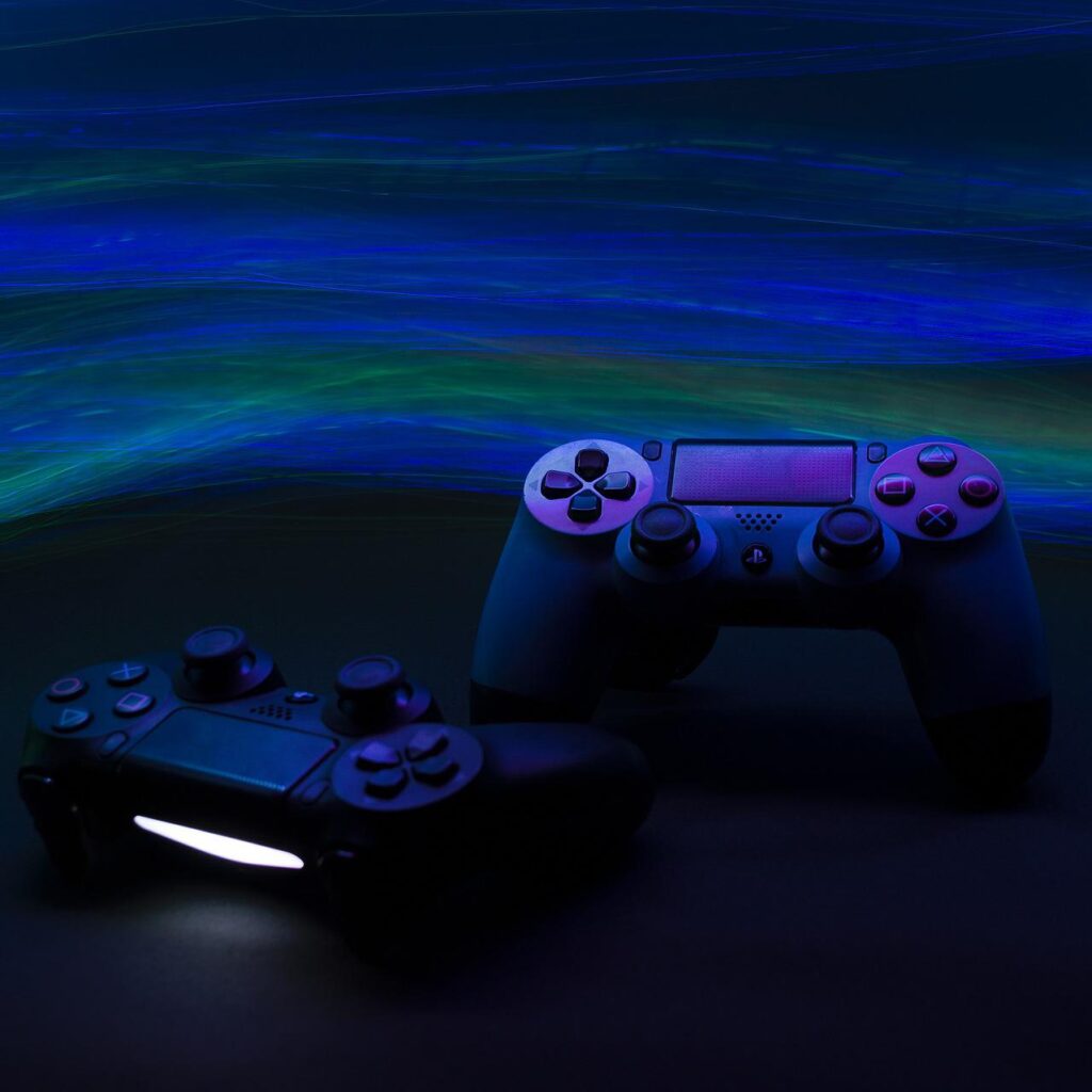 video game controller with neon lights