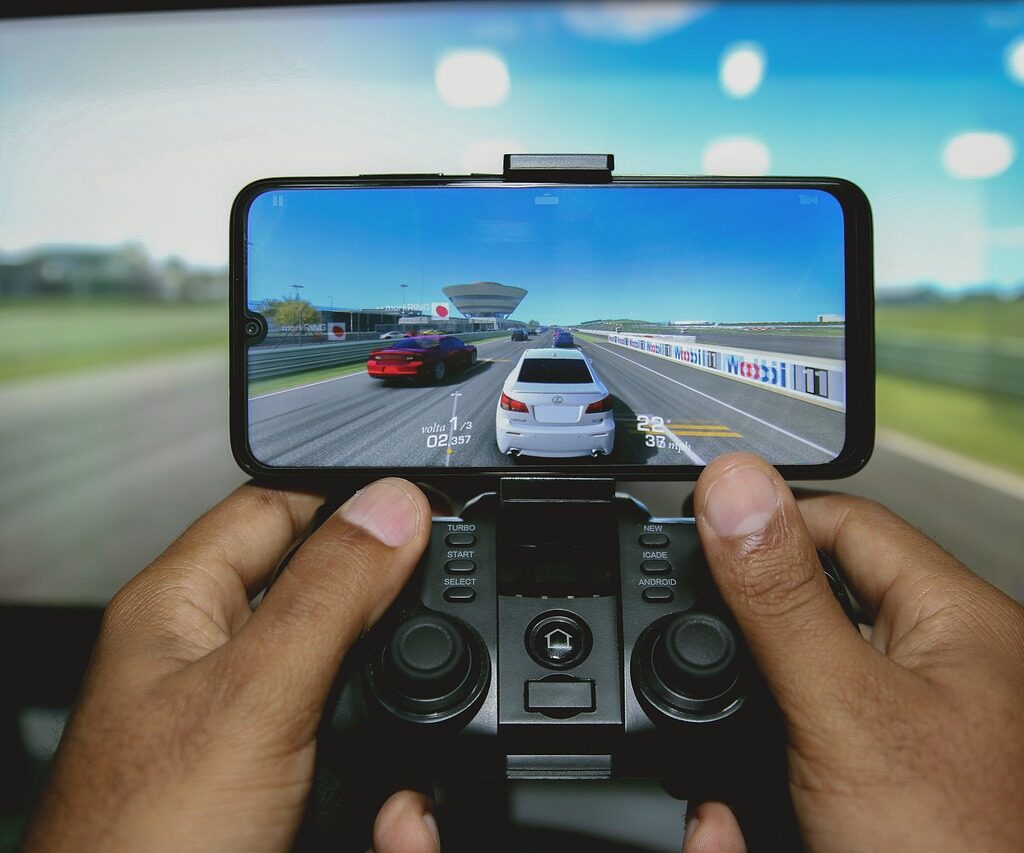 A car game being played by someone.