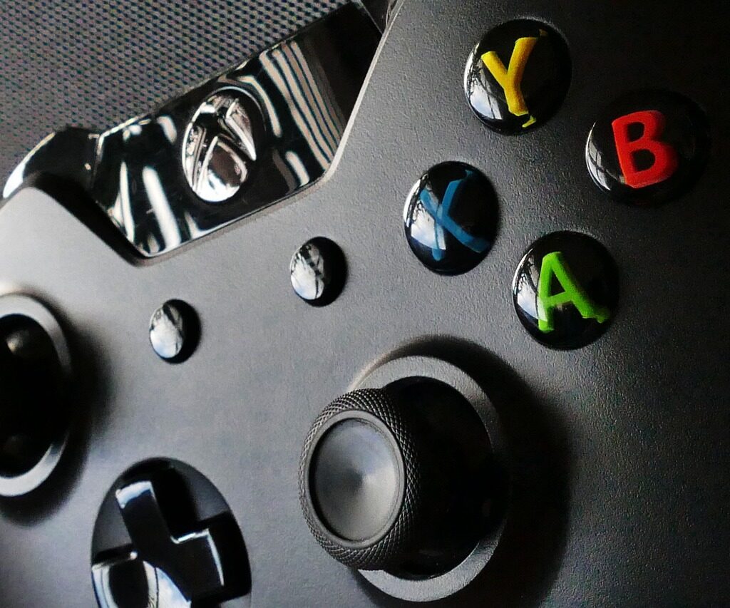 Up-close image of a console controller.