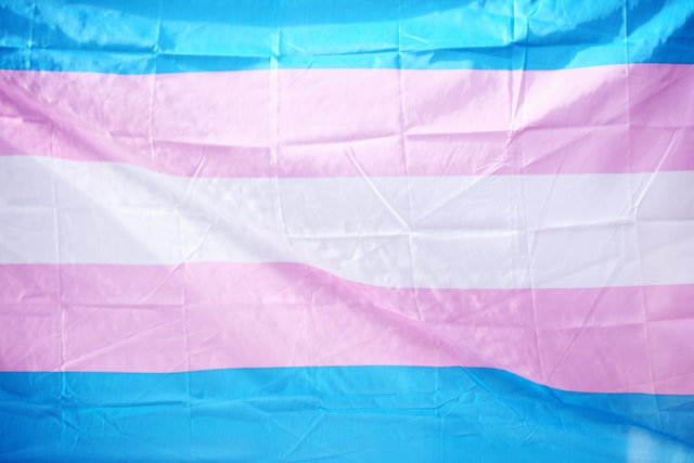 Transgender flag featuring colors blue, pink, and white.