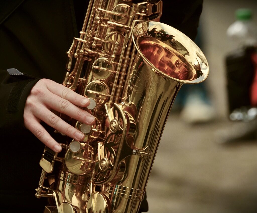 A person playing the saxophone.