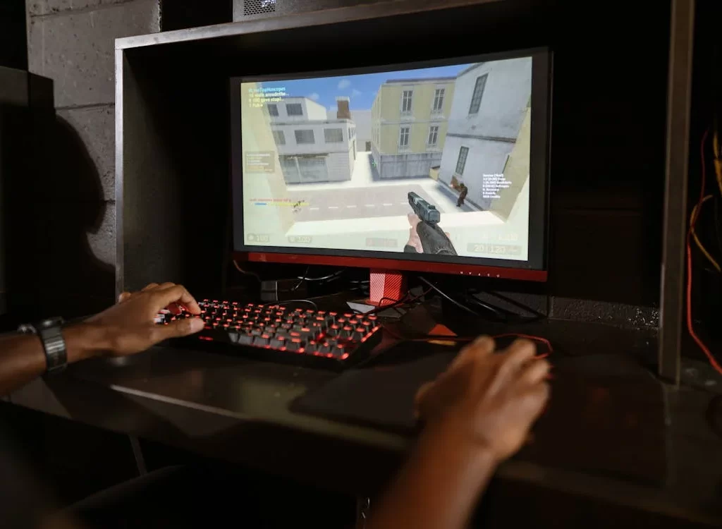 Person playing Counter Strike.