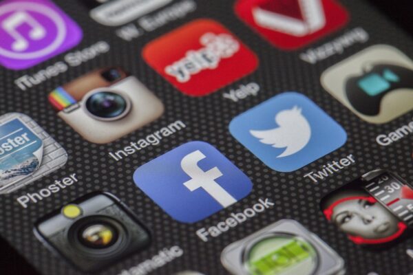 A close up of social media apps on a cellphone