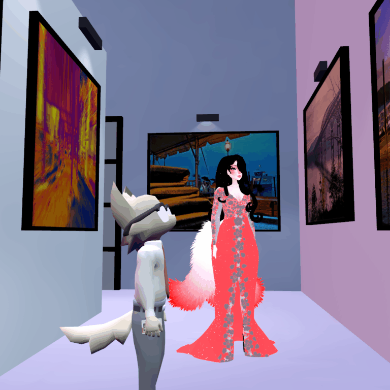 Ferry Godmother and Rae in the gallery